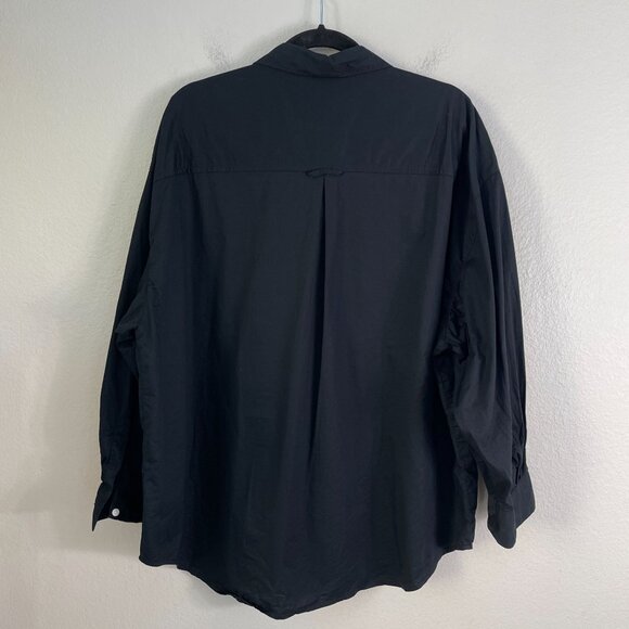 Old Navy Womens Large Black Boyfriend Shirt Button Up Relax Long Sleeve Blouse - Picture 9 of 9